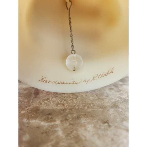 Fenton Satin Custard Glass Bell, Signed By Artist, 6 1/2" - Picture 3 of 4